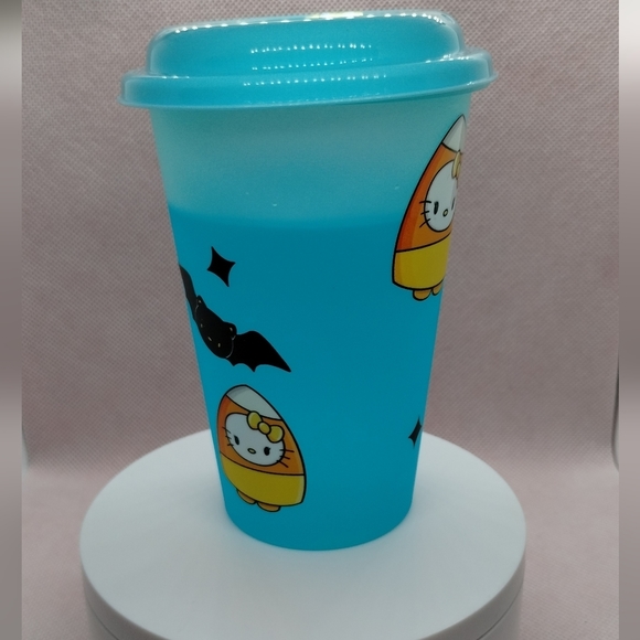 👜$3 - New Hello Kitty Candy Corn Reusable Color-changing 12oz tumbler top straw - Picture 6 of 9